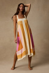 Miranda White Multi Geometric Print Midi Dress