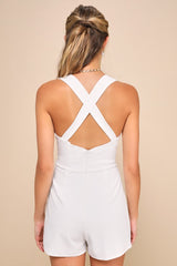 Latest Crush White Sleeveless Backless Skort Romper