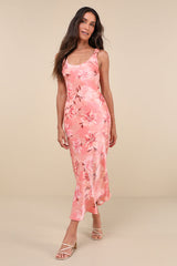 Romantic Whims Pink Floral Print Organza Sleeveless Slip Dress