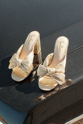 Dorothea Gold Knotted High Heel Sandals