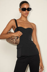 Kylina Black Ponte Knit Strapless Top