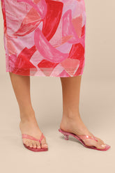 Tracie Pink Jelly Thong Kitten Heel Sandals