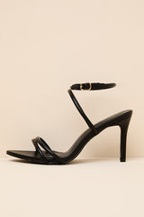 Baila Black Ankle Strap High Heel Sandals