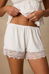 Drema Ivory Jersey Knit Lace Two-Piece Pajama Set