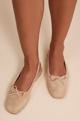 Risa Beige Suede Slingback Flatform Espadrilles
