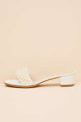 Adelaide Bone Pearl High Heel Slide Sandals