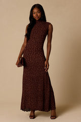 Aven Burgundy Multi Textured Maxi Dress