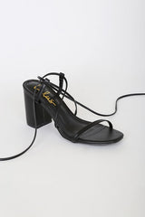 Aribaa Black Lace-Up High Heel Sandals
