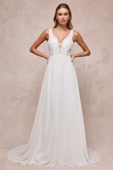 Forever Promised White Chiffon Embroidered Sequin Maxi Dress