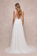 Forever Promised White Chiffon Embroidered Sequin Maxi Dress