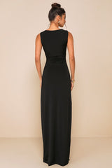 Significant Allure Black Slinky Knit Ruched Maxi Dress