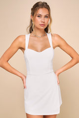 Latest Crush White Sleeveless Backless Skort Romper