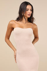 Autumn Aura Beige Ribbed Two-Piece Sweater Dress