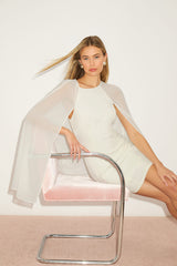 Captivating Drama White Cape Sleeve Mini Dress