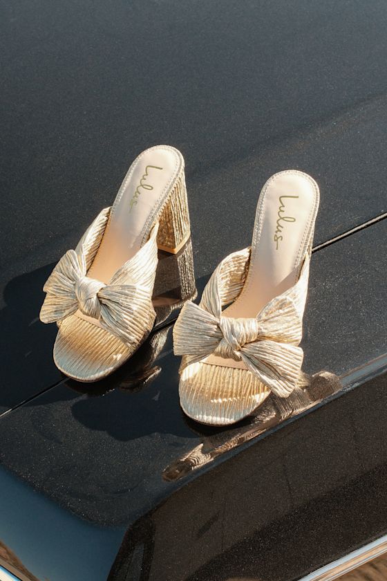 Dorothea Gold Knotted High Heel Sandals