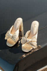Dorothea Gold Knotted High Heel Sandals