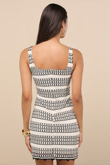 Alianora Cream and Black Crochet Mini Dress