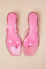 Tracie Pink Jelly Thong Kitten Heel Sandals