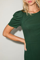 Kasai Hunter Green Short Sleeve Mini Dress