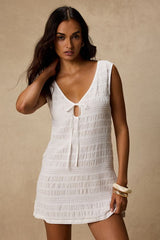 Sandy Cove White Smocked Mini Dress