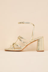 Jennie Gold Strappy Bow High Heel Sandals
