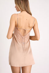 Kiss Me Goodnight Champagne Satin Lace Lingerie Slip