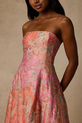Lexis Pink Multi Boho Print Lace-Up Midi Dress