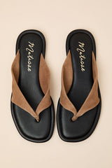 Mirage Taupe Suede Leather Thong Sandals