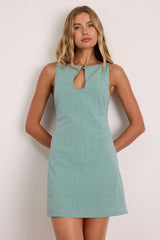 Connoly Green Gingham Keyhole Cutout Mini Dress