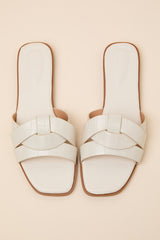 Dinny Ivory Croc-Embossed Slide Sandals