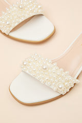 Adelaide Bone Pearl High Heel Slide Sandals