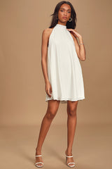 Love of Mine White Halter Swing Dress