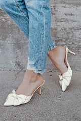 Lyle Ivory Satin Pointed-Toe Mules